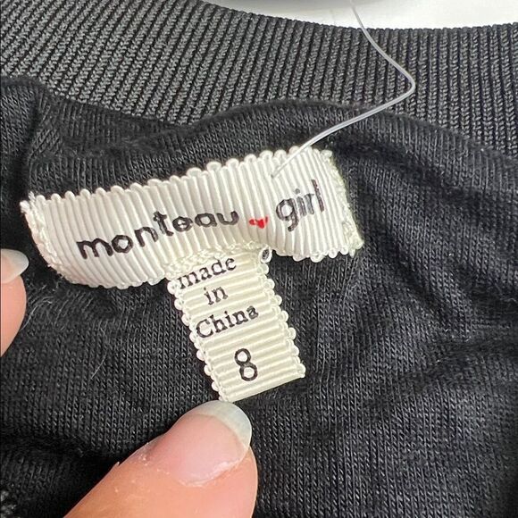 Monteau Girl Size 8 Black & Ivory Sherpa Zip Up Lined Bomber Jacket NWT - Picture 2 of 4